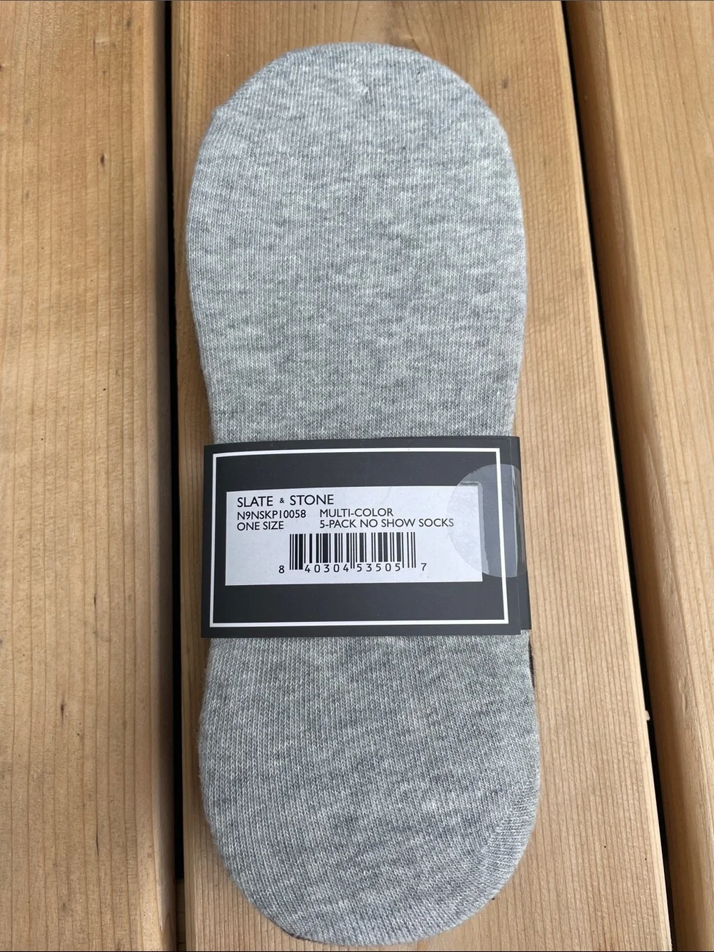 Slate & Stone No-Show Socks in Heather Gray with Navy Accent